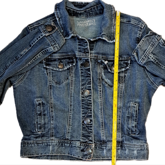 Celebrity Pink Jeans Lightly Factory Distressed Denim Jean Jacket 2X Host Pick - Picture 9 of 16